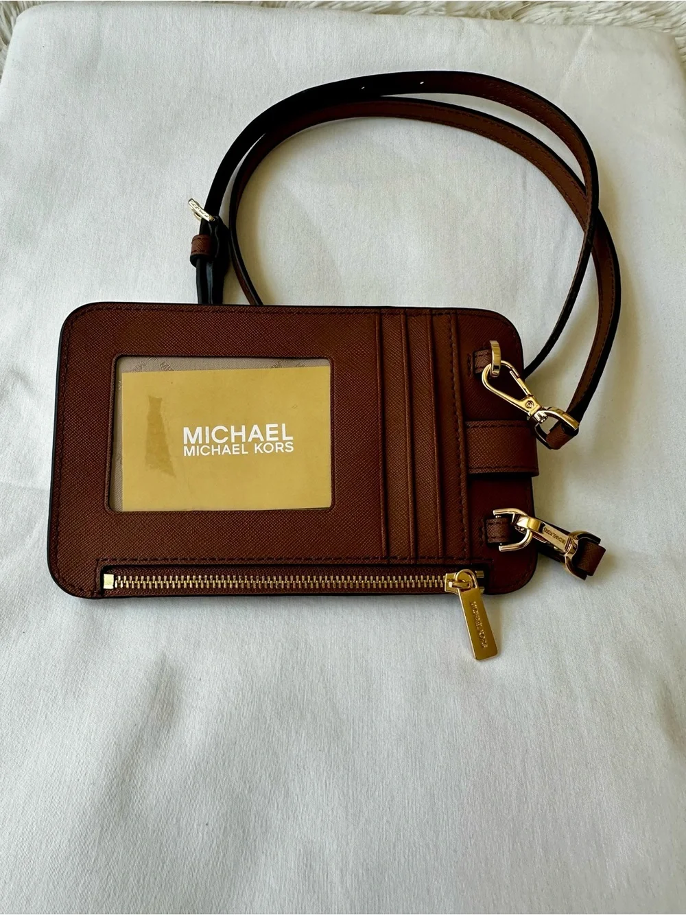 Michael Kors Jet Set Travel Smartphone Crossbody Brown Leather Phone Bag
